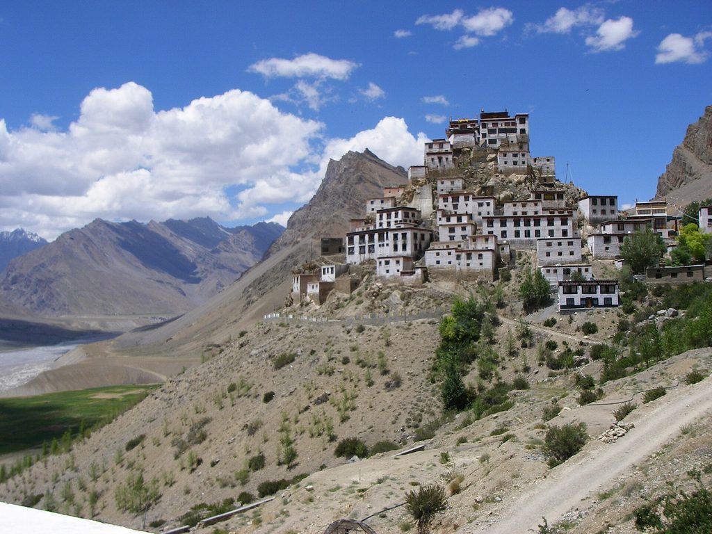 Key Monastery in Spiti Valley during the summer tourism season.